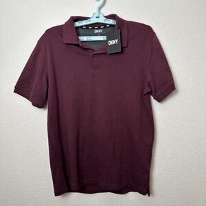 DKNY Men’s Polo Shirt Medium Burgundy Wine Short Sleeve New With Tags
